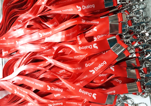 High-quality sublimation printing for ID lanyards and neck cords by RSB Multishop, Sri Lanka.