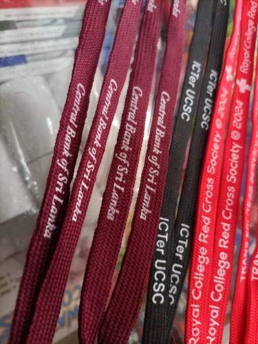 Cotton ID lanyards and neck cords printed with precision using screen printing by RSB Multishop in Sri Lanka.